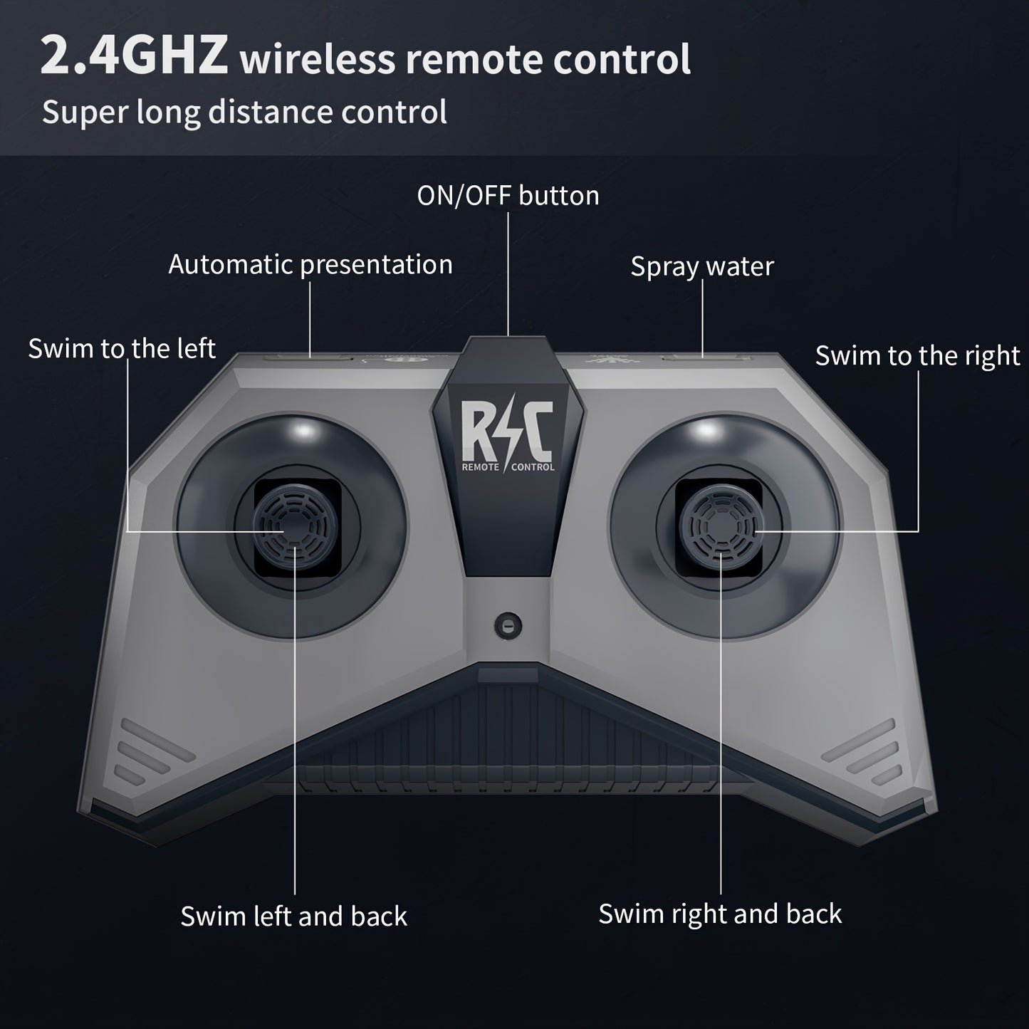 BABY HOME Remote Control Shark Toy 1:18 Scale with Lights and Water Spray, USB Rechargeable, Boys on Halloween, Christmas, Birthdays