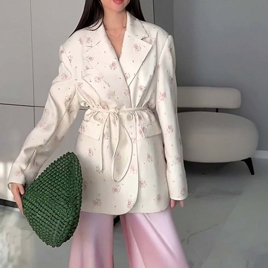 Collar Lace-up Waist-tight Suit Jacket