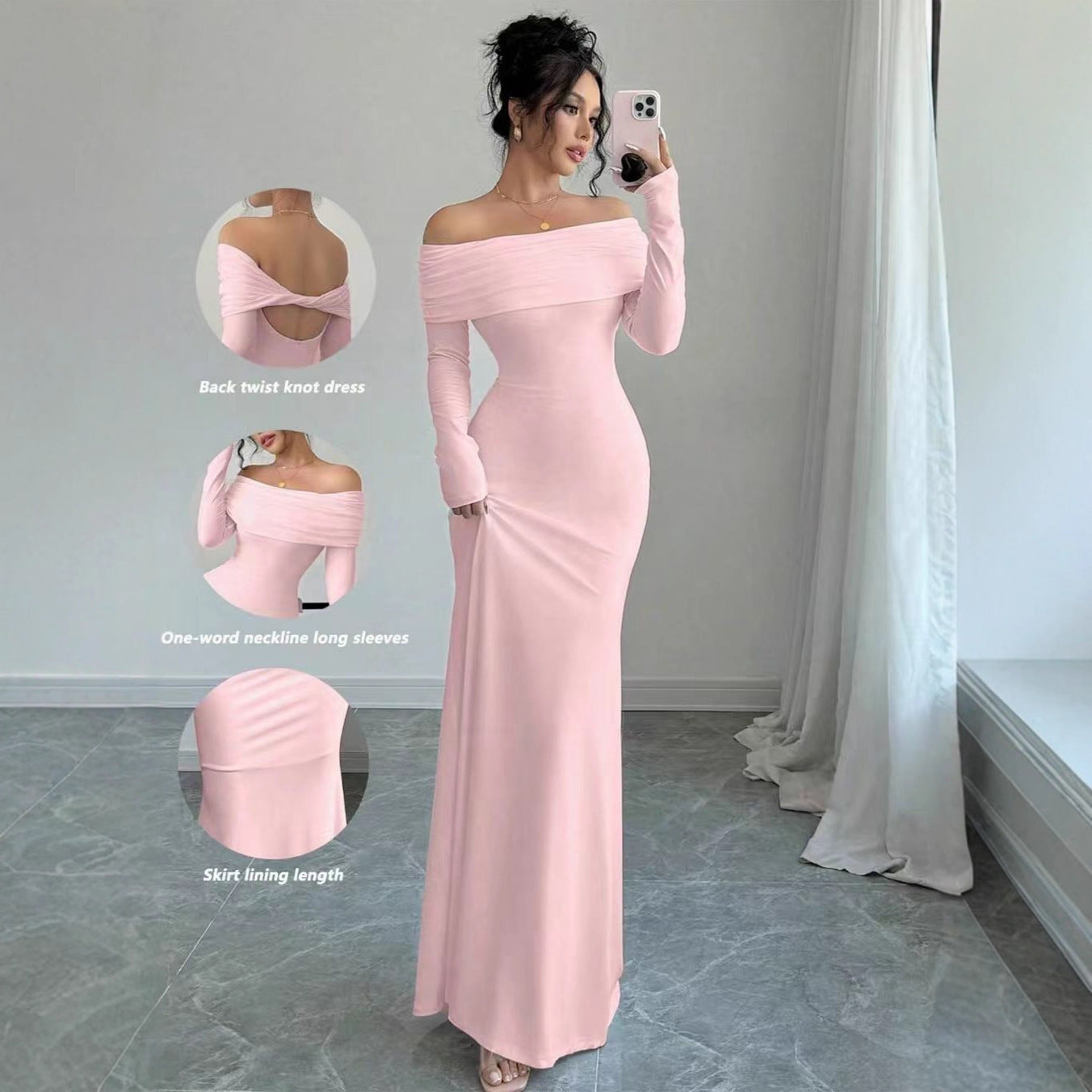 Women's Off-shoulder Fashion Slim Temperament Sexy Sheath Dress