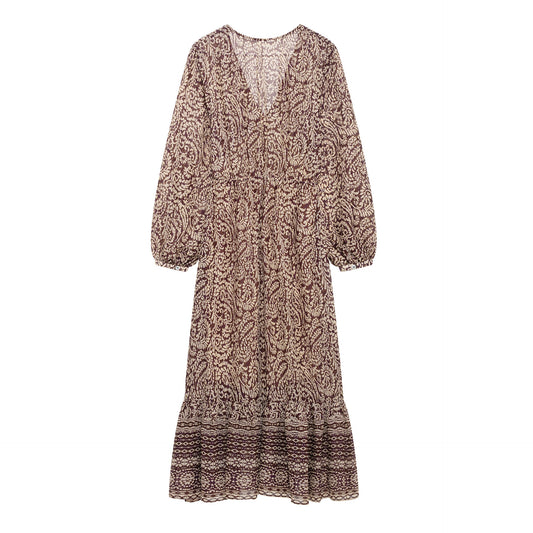 Women's Fashion French Retro Printing Dress