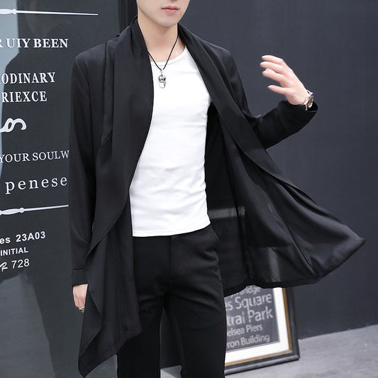 Spring And Summer Mid-length Trench Coat Men's Long Type Below The Knee Slim Fit