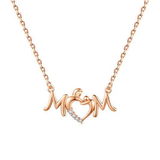 New S925 Sterling Silver Necklace Love Wings Women's Mother's Day Gift