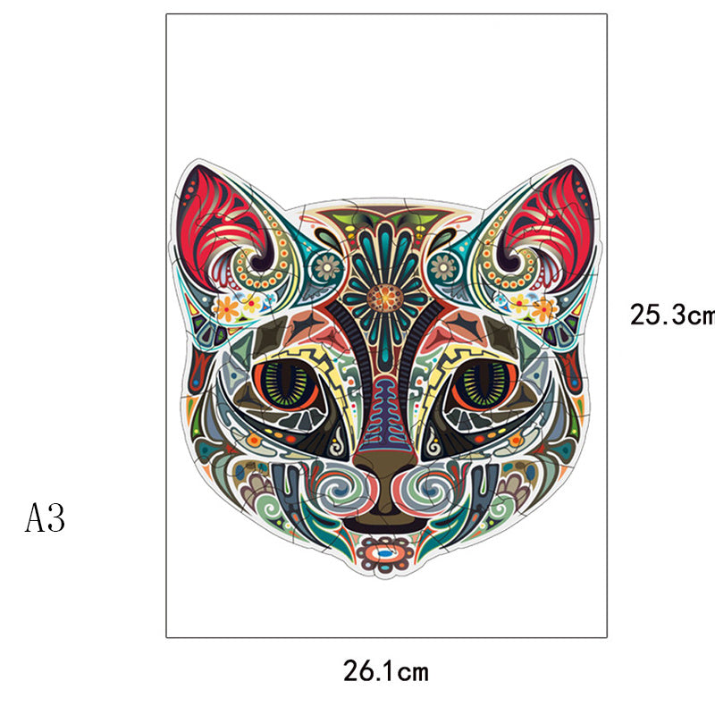 Flower Face Cat Irregular Wooden Puzzle Flat Area Wood