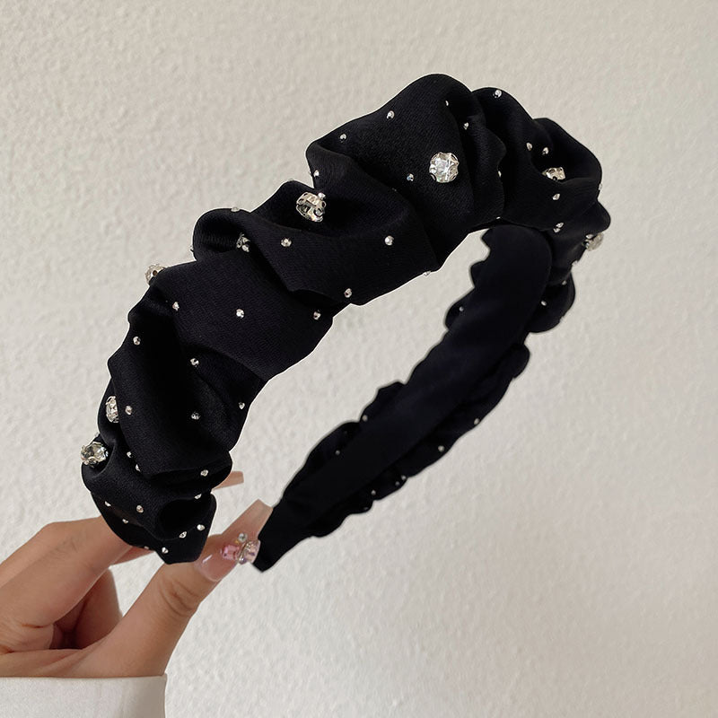 Black Large Intestine High-grade Satin Pleated Headband