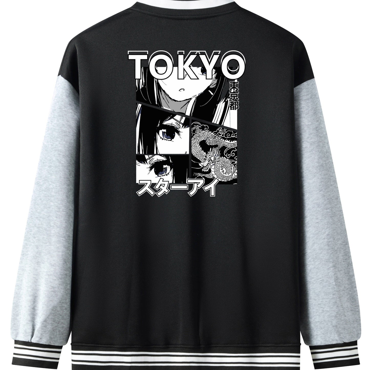 Anime Embroidered Varsity Jacket - Men's Premium Baseball Bomber Jacket with Custom Portrait Design