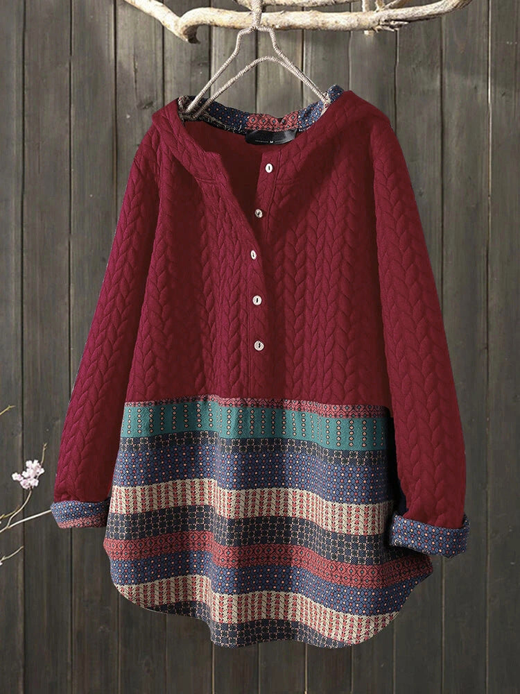 Short Coat Ethnic Style Printed Long-sleeved Mid-length Women's Coat