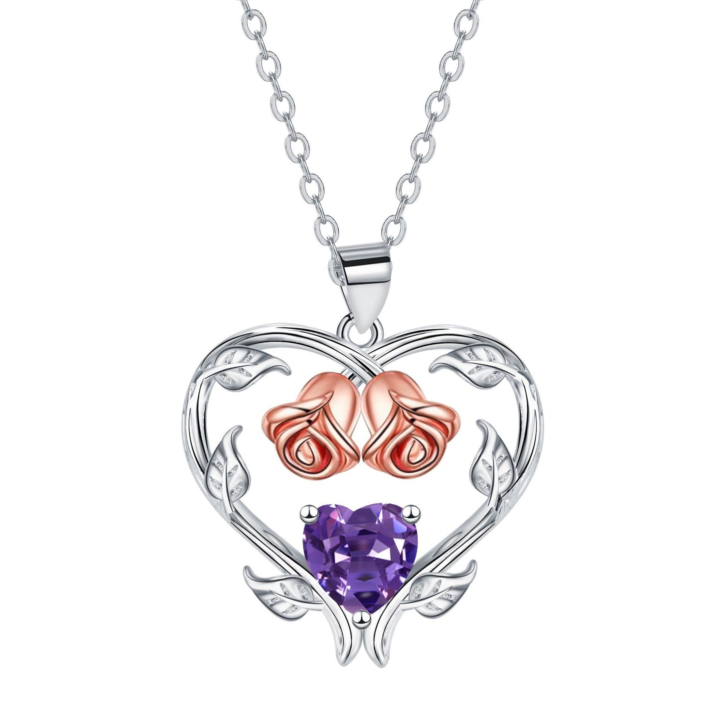 Heart-shaped Rose Pendant Necklace Valentine's Day Gift