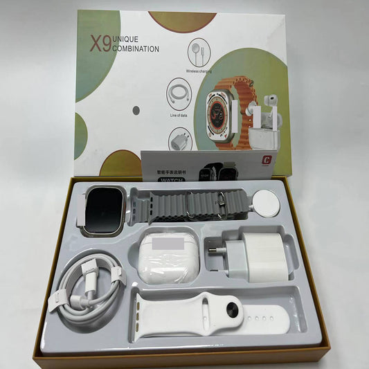 X8X9X10 Smart Watch Wireless Power Bank Bluetooth Headset Charging Plug Six-piece Double Strap