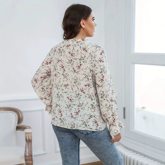 Graceful And Fashionable Printed Lace-up Women's Shirt