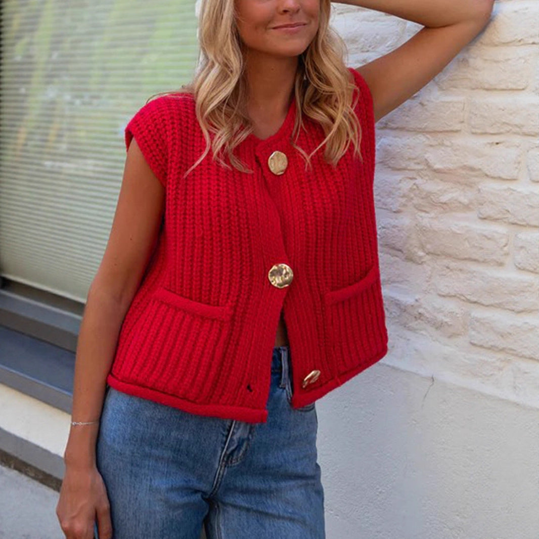 Women's European And American Thick Needle Knitted Waistcoat