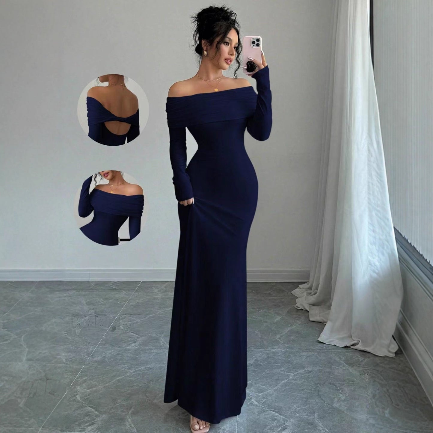 Women's Off-shoulder Fashion Slim Temperament Sexy Sheath Dress