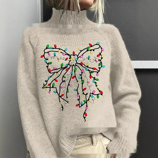 High-neck Christmas Lapel Totem Long-sleeve Sweater