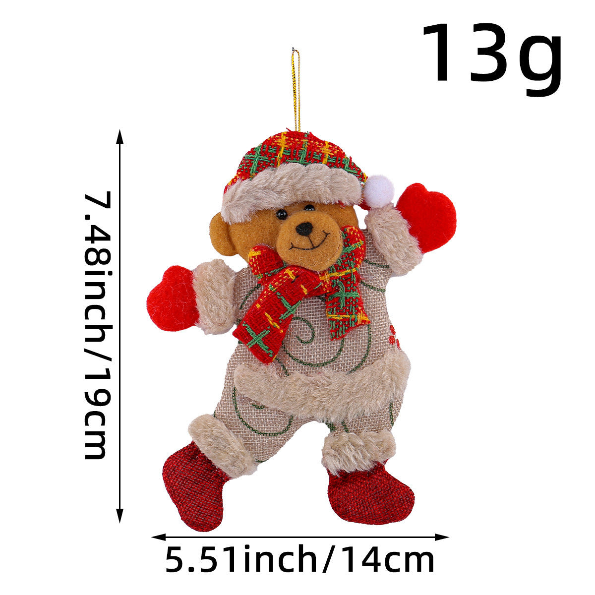 Festive Christmas Tree Ornaments - Santa, Snowman, Reindeer & Bear Figures With Red & White Scarves, Golden Balls & Red Bows - Perfect For Holiday Decor, Christmas Decorations