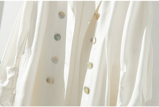 Women's Over-the-Knee Mid-Length Trench Coat with Silk Waist Belt - Elegant Winter Coat