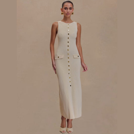 Knitted Elegant Sleeveless Dress For Women