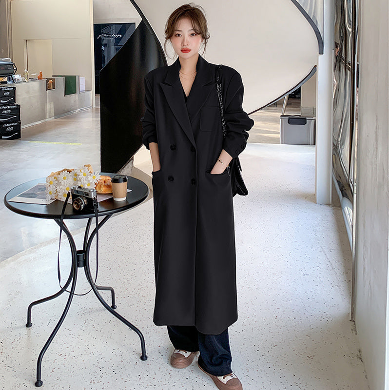 Women's High-quality Knee-length Long Suit Trench Coat