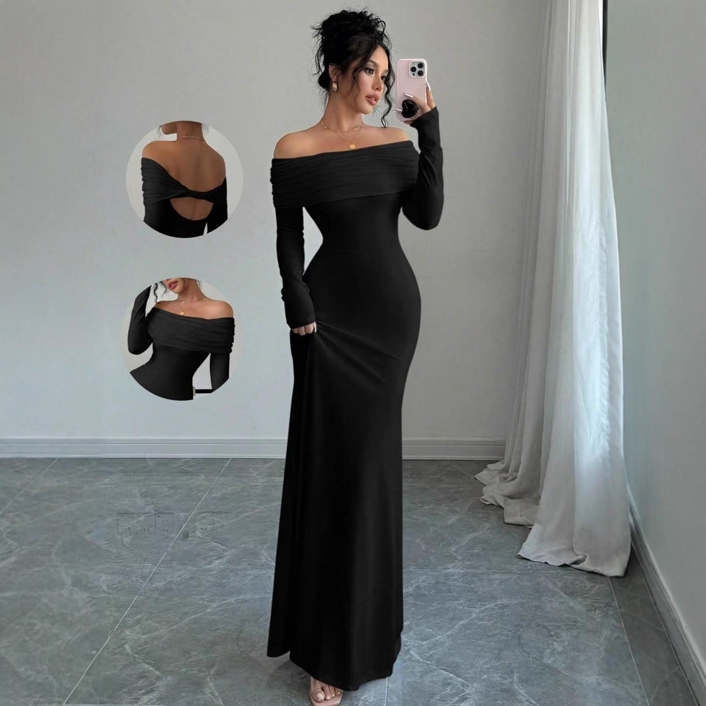 Women's Off-shoulder Fashion Slim Temperament Sexy Sheath Dress