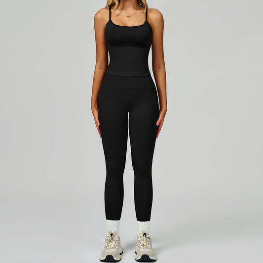 Women's Vest And Pants Color-blocking Yoga Set