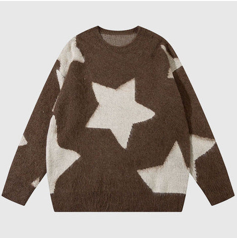 XINGX Loose Sweater Autumn Long Sleeve Round Neck Couple Knitted Top