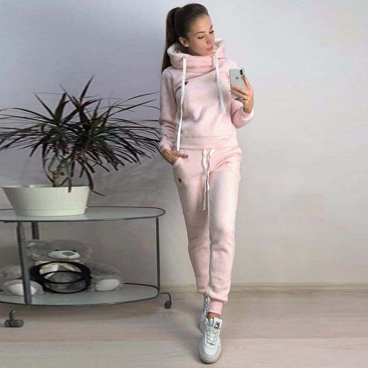 New Women's Fleece Fashion Leather-label Casual Sportswear Set