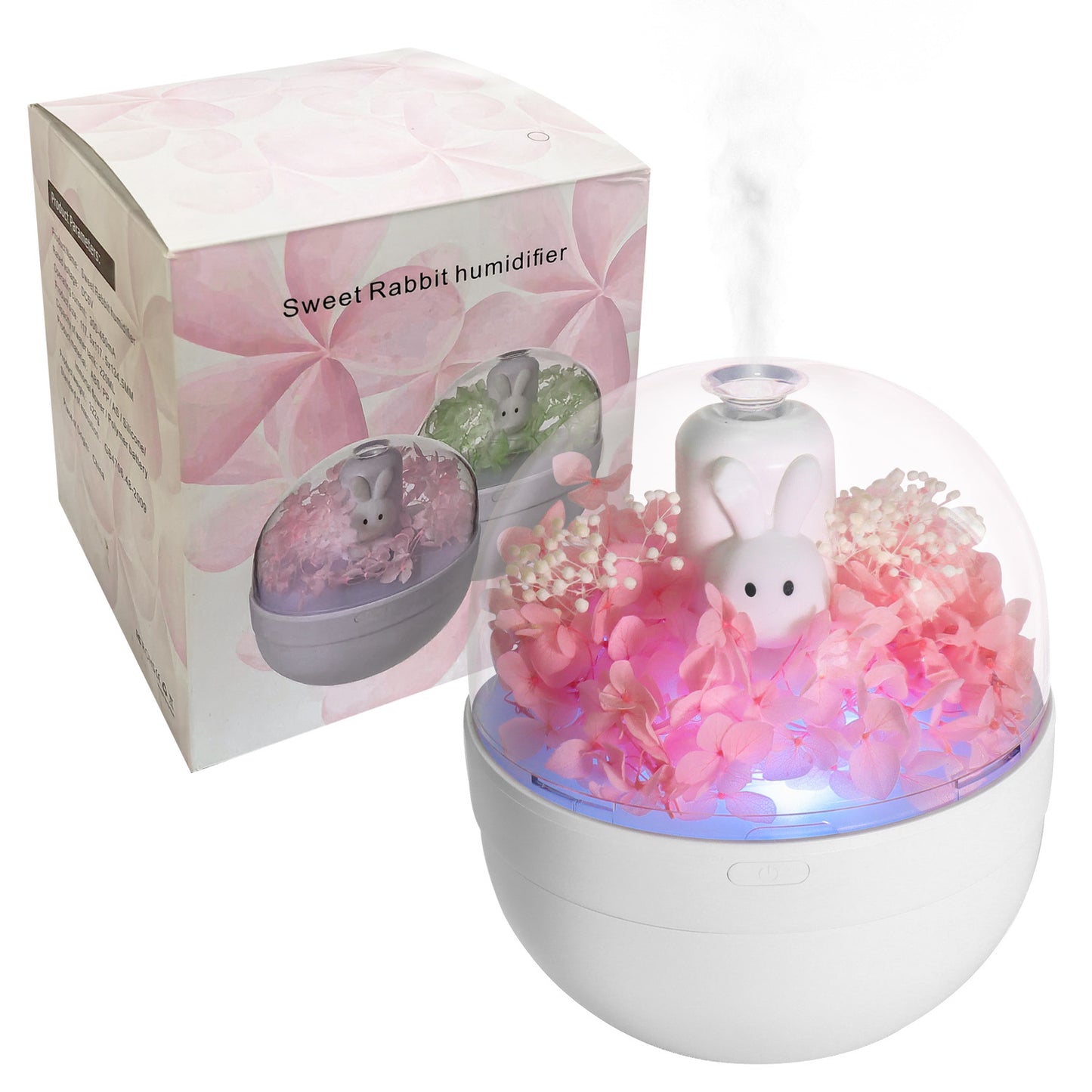 Creative Rabbit Preserved Flower Aromatherapy Humidifier - Home Bedroom Decoration, Valentine's Day & Birthday Gift For Girlfriend