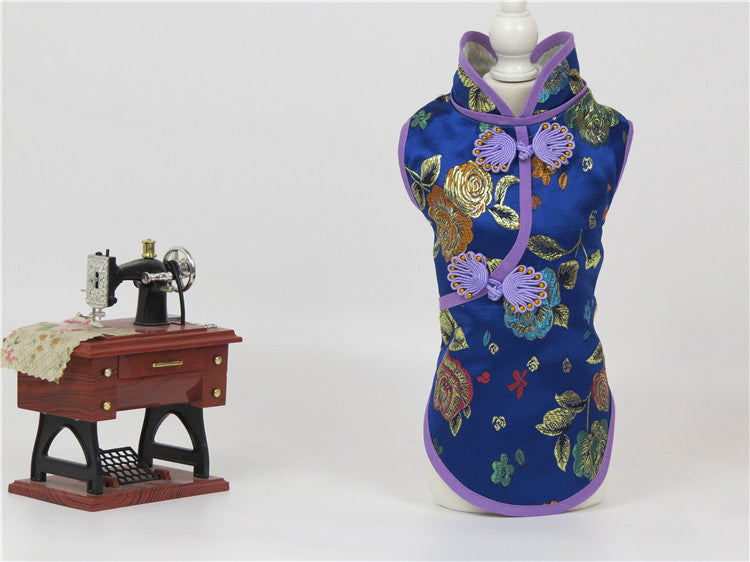 Pet Spring Summer And Autumn Clothes Tang Suit Brocade Cheongsam