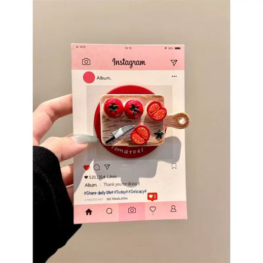 Cute Tomato Cutting Board Magnetic Bracket Phone Case