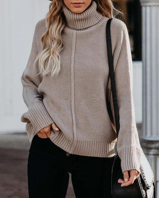 Turtleneck Loose OL Commuter Knit Sweater Plus Size Fashion Sweater Women