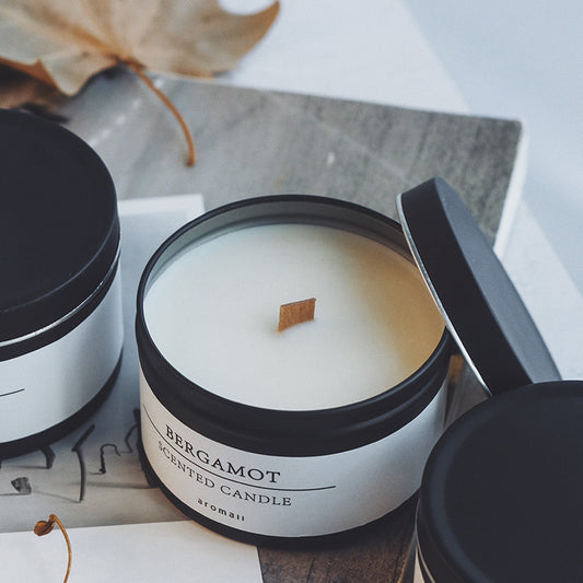 Smokeless Plant Soy Wax Aromatherapy Candle Black Tinplate Can Romantic Valentine's Day Gift
