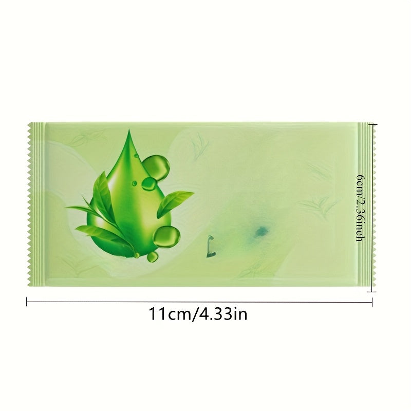 100 Individually Packaged Wet Wipes with Green Tea for Face Cleansing, Oil Removal, Portable And Disposable, Essential for Daily Use, Sports, Sweating, And Travel.