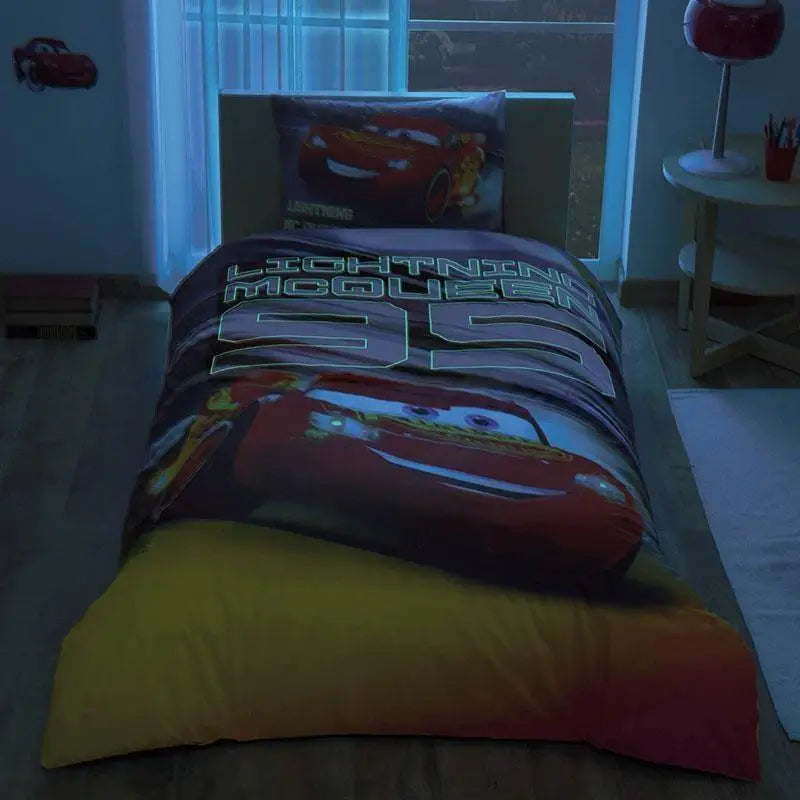 For Disney Cars Lightning Crown Licensed Single Duvet Cover Set