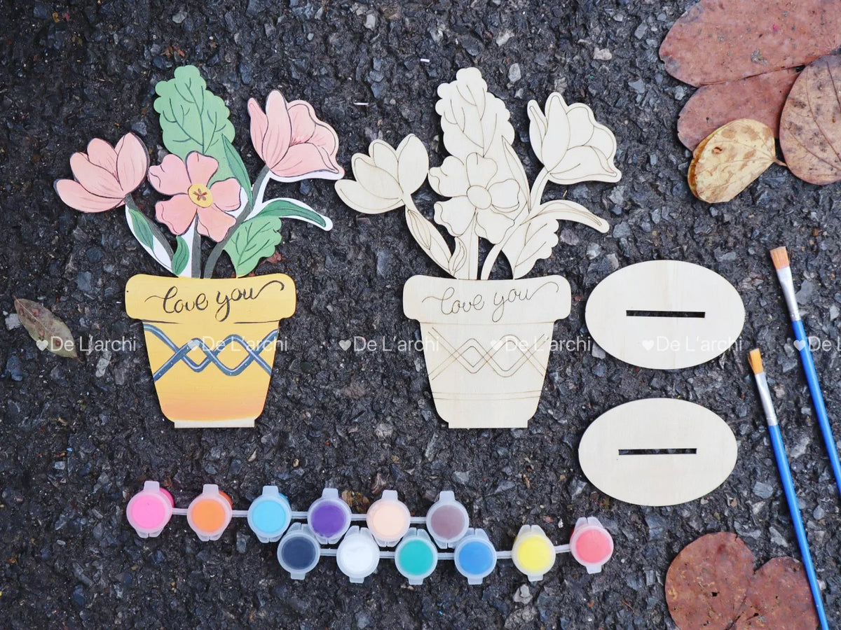 Delarchi Creative Folk Art Wooden Flowers Craft Kit for Kids-Home Decoration Vietnam Inspired Ages 4-12