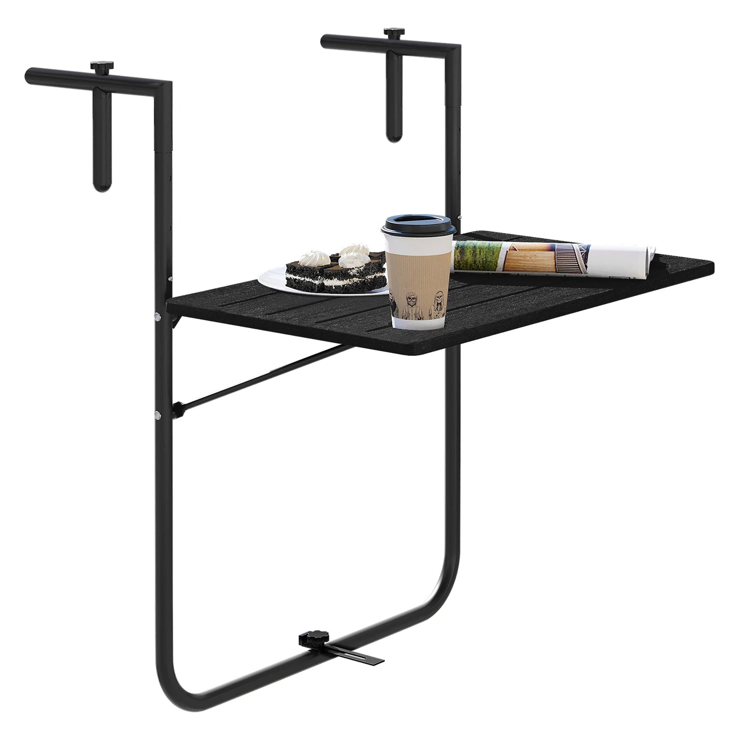 WOLTU Foldable Wall Hanging Balcony Table 3 Levels Height-Adjustable Weatherproof 60x36cm Computer Desk for Garden Outdoor