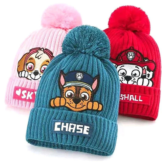 Paw Patrols Kid Warm Hat Anime Figure Cosplay Skye Chase Boys Girls Marshall Children Thermal Knitted Cap Birthday Gift Toy