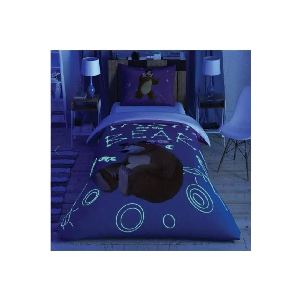 Taç Licensed Masha and the Bear Galaxy Glow Duvet Cover Set