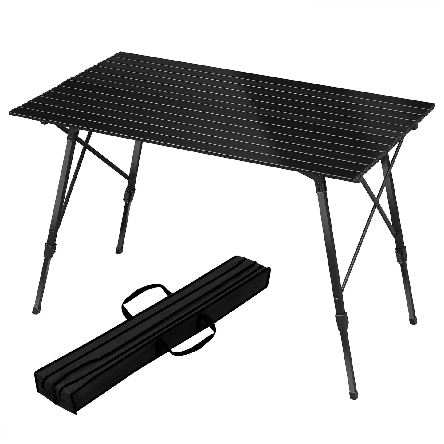WOLTU Aluminum Folding Travel Camping Table with Carry Bag 120x68.5cm Adjustable Height Outdoor Garden Table for 4-6 People