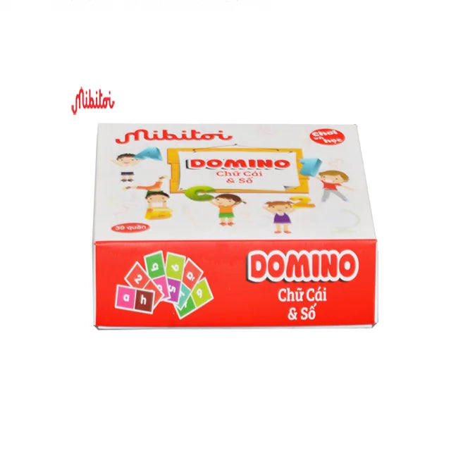 Mibitoi Montessori Unisex PP Plastic Alphabet Number Domino Set Fun Learning Educational Toys for Kids Ages 8-13 Certified