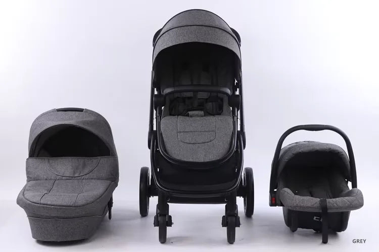 Portable 4-in-1 Baby Stroller with Adjustable Footrest and PU Wheels Sleeping Cot Carrying Basket-for Wholesaling