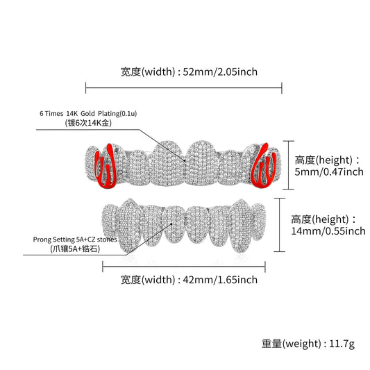 Hiphop Full Diamond Grillz Braces 8 Teeth Colorful Enamel Inlaid Diamond Online Shopping Seller Special Supply
