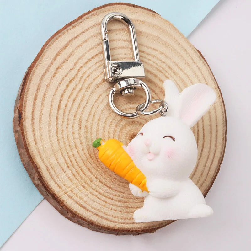 Cute Silicone Key Ring Rabbit Keychain Gift Kawaii Anime Keyring for Backpack Charms Bag Pendant Accessory