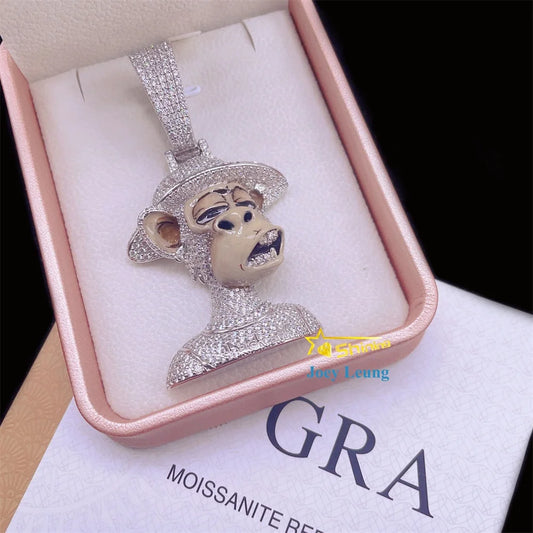 Luxury Hip Hop Jewelry 925 Sterling Silver VVS Mossinate Diamond 3D Design Enamel Iced Out Pendant Moissanite Custom Pendant