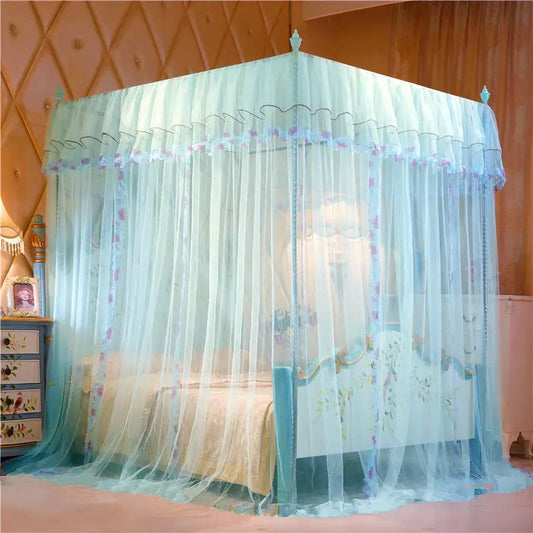 European Palace Style Princess Romantic Lace Decorative Square Queen Size Bed Mosquito Net