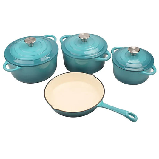 La Cocina 7 Piece Amazo n Blue Cast Iron Enamel Cookware Set