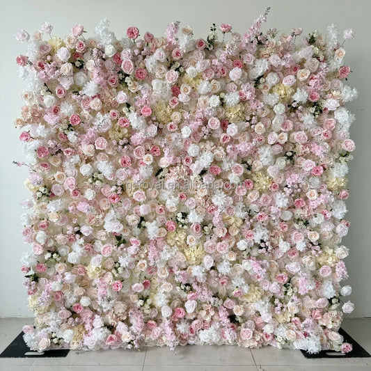 3d Roll up Wedding Event Floral Artificial Rose Flower Wall Decor for Garden Backdrop Home Party Decoration