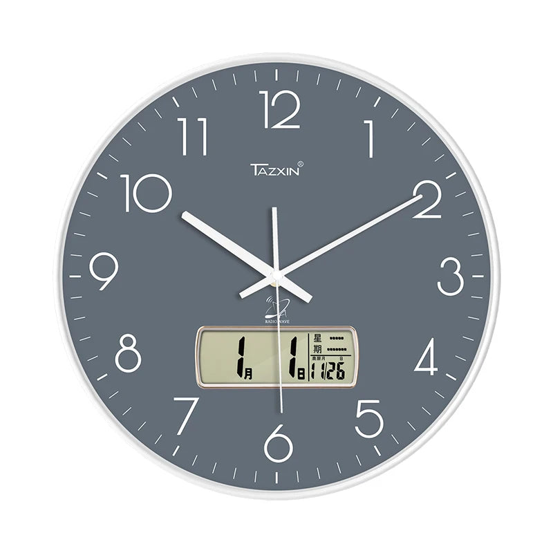 Modern Round ABS High Quality Plastic Multifunctional LCD Analog Scenic Electric Living Room Sports Wall Clock Large Display