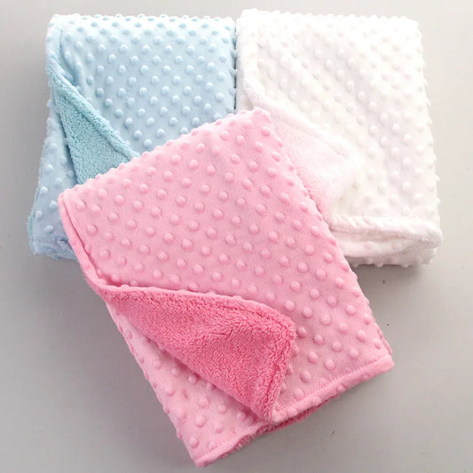Wholesale 30X40inch Polyester Minky Dot Baby Blanket for Baby Sublimation Fleece Blanket Minky Dot Baby Blanket