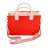 Christmas Red EVA Tote Bag Waterproof Handbag Perforated Design with Shoulder Strap DIY Charm Bag for Gift Bag Handbag