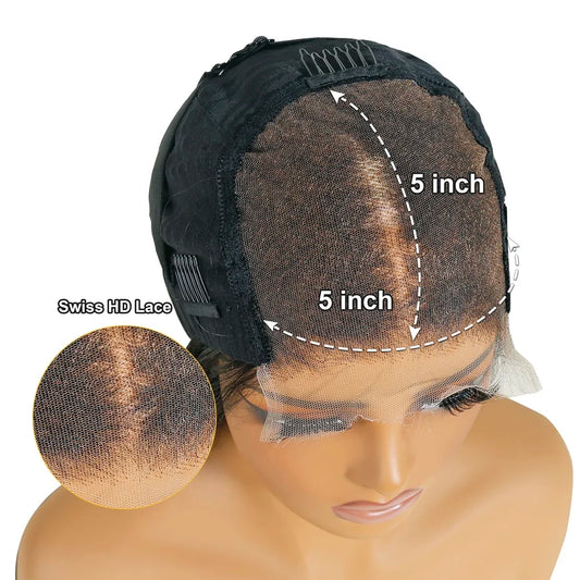 Free Shipping 100% Pure Natural 16 18 20"cuticle Aligned 5x5 hd Lace Closure Raw Virgin Layers Human Hair Wig for Black Women