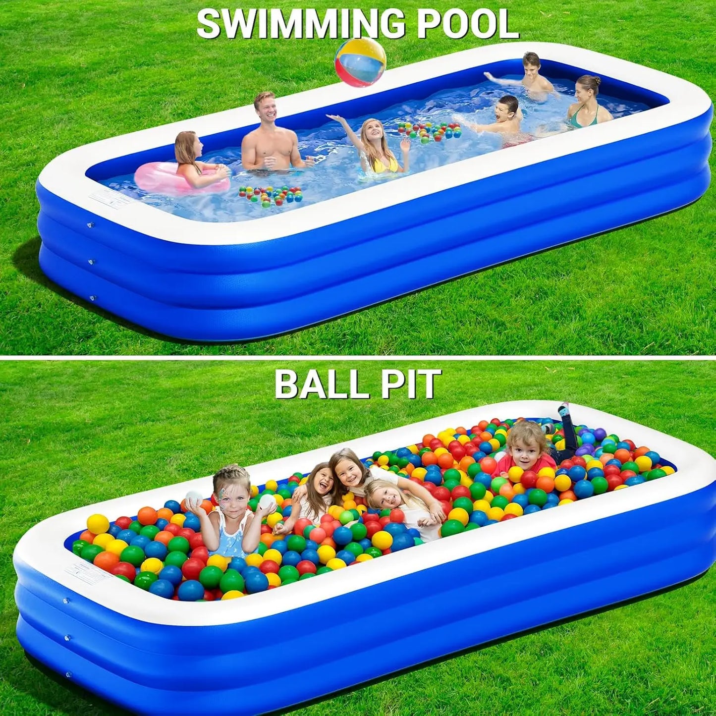 Big Inflatable Pool with Pump, Lylting 158"x74"x22" Extra Large Thicken Blow Up Pool for Adults, Full Size Family Inflatable