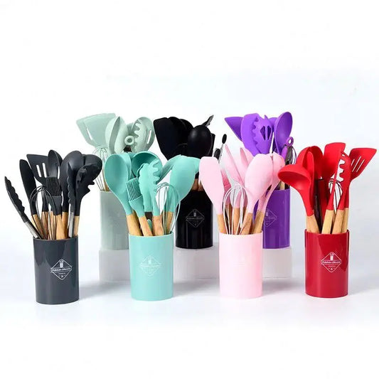 In Stock Manufacture Wholesale Kitchen Utensils Spatula Sets Baking Cooking Egg Whisk Spatula Brush Cookware Set